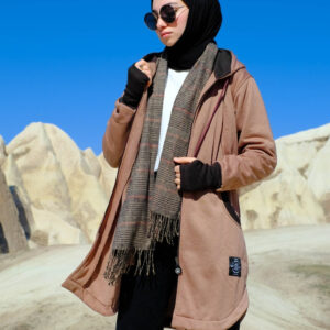 Elektra Jaket Wanita Muslimah Modis dengan Handsock - Fleece Hangat & Stylish