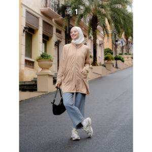 Jaket Wanita Hijabers dengan Handsock dan Hoodie Lepas Pasang